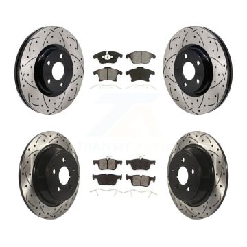 Front Rear Drilled Slot Brake Rotors Semi-Metallic Pad Kit For 2017-2020 Lincoln MKZ 2.0L KDS-101135