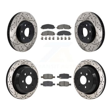 Front Rear Drill Slot Brake Rotor Semi-Metallic Pad Kit For Chevrolet Colorado GMC Canyon KDS-101138