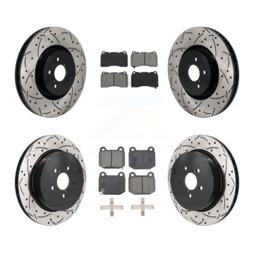 Front Rear Drilled Slot Disc Brake Rotor & Semi-Metallic Pad Kit For Subaru BRZ Toyota 86 KDS-101147