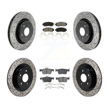 Front Rear Drill Slot Disc Brake Rotor Semi-Metallic Pad Kit For 2021-2023 Acura TLX 2.0L KDS-101149