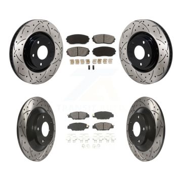 Front Rear Drill Slot Brake Rotor Semi-Metallic Pad Kit For 19-23 Mazda CX-5 Turbocharged KDS-101152
