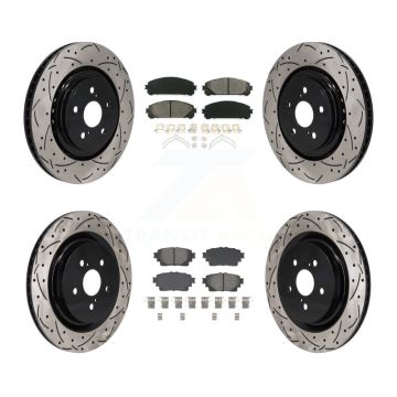Front Rear Drilled Slot Brake Rotor Semi-Metallic Pad Kit For 2020-2022 Toyota Highlander KDS-101158