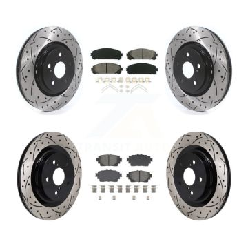 Front Rear Drill Slot Disc Brake Rotor Semi-Metallic Pad Kit For Lexus NX350h NX350 NX250 KDS-101159