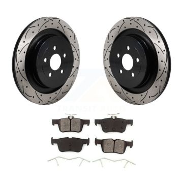 Rear Drilled Slot Disc Brake Rotor & Semi-Metallic Pad Kit For Ford Edge Lincoln Nautilus KDS-101162