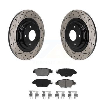 Rear Coated Drilled Slot Disc Brake Rotors Semi-Metallic Pad Kit For 2016-2023 Mazda CX-9 KDS-101165