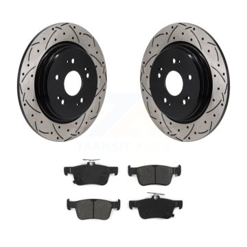 Rear Coated Drilled Slot Disc Brake Rotor & Semi-Metallic Pad Kit For 2019-2021 Acura RDX KDS-101168