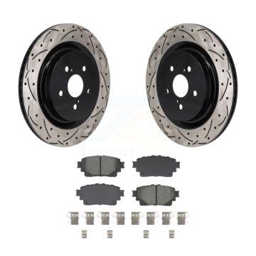Rear Drill Slot Disc Brake Rotors Semi-Metallic Pad Kit For Toyota Highlander Lexus RX350 KDS-101171