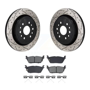 Rear Drill Slot Disc Brake Rotor Semi-Metallic Pad Kit For Ram 1500 Jeep Wagoneer Grand L KDS-101180