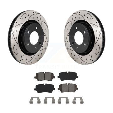 Rear Drilled Slot Disc Brake Rotor & Semi-Metallic Pad Kit For Land Rover Discovery Range KDS-101182