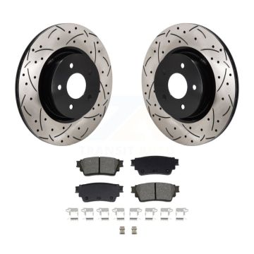 Rear Drilled Slot Brake Rotors Semi-Metallic Pad Kit For Mitsubishi Outlander Nissan QX60 KDS-101185