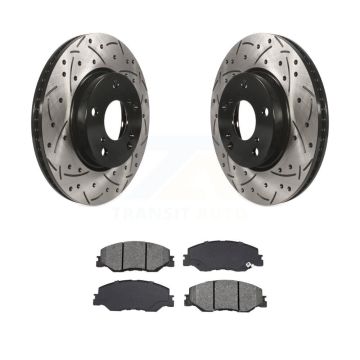 Front Coated Drilled Slot Disc Brake Rotors Semi-Metallic Pad Kit For Honda Civic Insight KDS-101194