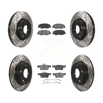 Front Rear Drill Slot Disc Brake Rotors Semi-Metallic Pad Kit For 2019-2022 Honda Insight KDS-101198