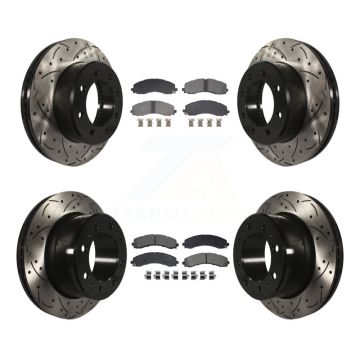 Front Rear Coated Drilled Slotted Disc Brake Rotor And Semi-Metallic Pad Kit For Ram 3500 KDS-101200