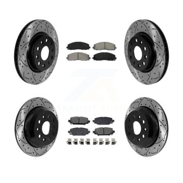 Front Rear Drill Slot Brake Rotor Semi-Metallic Pad Kit For 2018-2020 Jeep Wrangler Sport KDS-101201