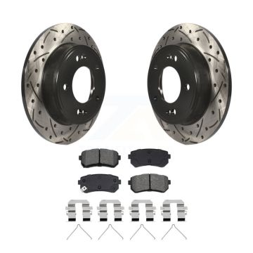 Rear Coated Drill Slot Disc Brake Rotor Semi-Metallic Pad Kit For Hyundai Kona Kia Seltos KDS-101207