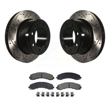 Rear Drill Slot Disc Brake Rotor Semi-Metallic Pad Kit For Ram 3500 With Dual Wheels KDS-101208