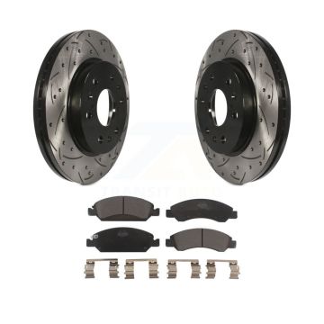 Front Drilled Slot Brake Rotor Ceramic Pad Kit For GMC Sierra 1500 Chevrolet Silverado XL KDT-100003
