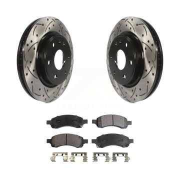 Front Drill Slot Disc Brake Rotors Ceramic Pad Kit For GMC Acadia Buick Enclave Chevrolet KDT-100005