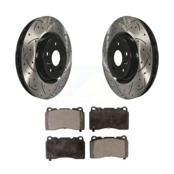 Front Coated Drilled Slotted Disc Brake Rotors Ceramic Pad Kit For Pontiac G8 Buick Regal KDT-100008