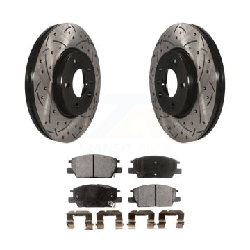 Front Drilled Slot Brake Rotor & Ceramic Pad Kit For Chevrolet Equinox GMC Terrain Malibu KDT-100016