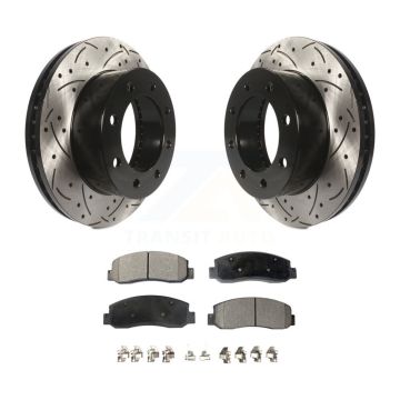 Front Coated Drill Slot Disc Brake Rotors Ceramic Pad Kit For Ford F-250 Super Duty F-350 KDT-100017