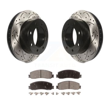 Front Drilled Slot Disc Brake Rotor & Ceramic Pad Kit For Ford F-250 Super Duty F-350 4WD KDT-100019