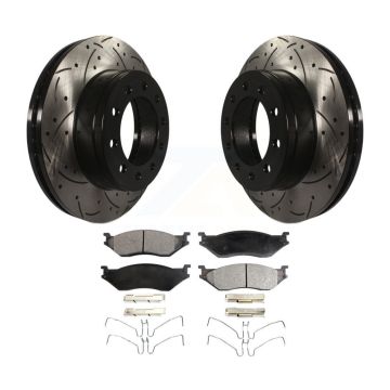 Front Drill Slot Brake Rotors Ceramic Pad Kit For Ford F-450 Super Duty F-550 CF500 CF600 KDT-100020