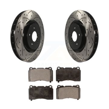 Front Coated Drilled Slotted Disc Brake Rotors And Ceramic Pads Kit For Ford Mustang KDT-100023