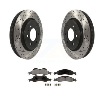 Front Drilled Slot Disc Brake Rotor Ceramic Pad Kit For Ford Expedition Lincoln Navigator KDT-100024
