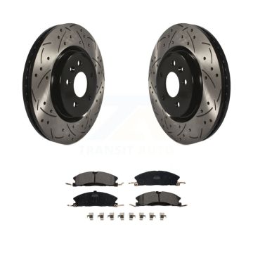 Front Drill Slot Brake Rotors Ceramic Pad Kit For 13 Ford Explorer With Heavy Duty Brakes KDT-100029