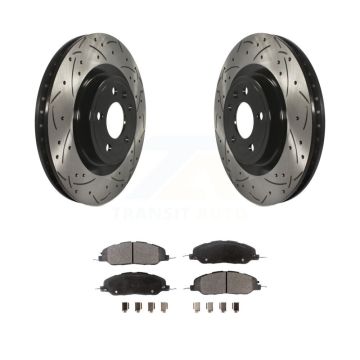 Front Coated Drilled Slotted Disc Brake Rotors And Ceramic Pads Kit For Ford Mustang KDT-100031