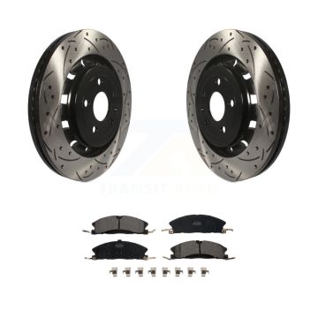 Front Drill Slot Brake Rotor Ceramic Pad Kit For Ford Explorer Flex Taurus Police Utility KDT-100033