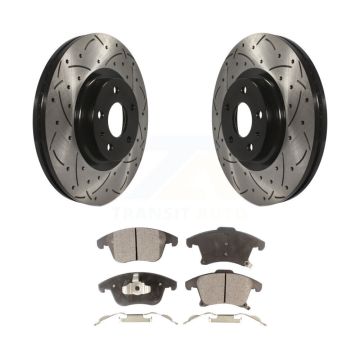 Front Coated Drilled Slotted Disc Brake Rotor Ceramic Pad Kit For Ford Fusion Lincoln MKZ KDT-100035