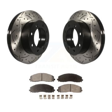 Front Drilled Slot Disc Brake Rotor Ceramic Pad Kit For Ford F-350 Super Duty F-250 F-450 KDT-100036