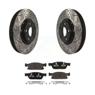 Front Coated Drilled Slotted Disc Brake Rotors And Ceramic Pads Kit For Ford Edge KDT-100038