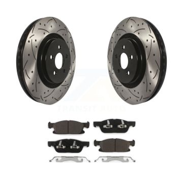 Front Coat Drill Slot Disc Brake Rotor Ceramic Pad Kit For Ford Edge Lincoln Nautilus MKX KDT-100040