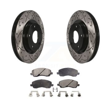 Front Drilled Slot Brake Rotors Ceramic Pad Kit For Mitsubishi Jeep RVR Outlander Patriot KDT-100047