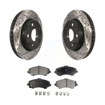 Front Coated Drilled Slotted Disc Brake Rotors And Ceramic Pads Kit For Jeep Wrangler JK KDT-100048