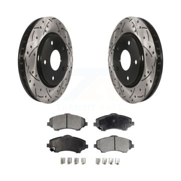 Front Drilled Slot Brake Rotor Ceramic Pad Kit For Dodge Grand Caravan Journey Chrysler & KDT-100049