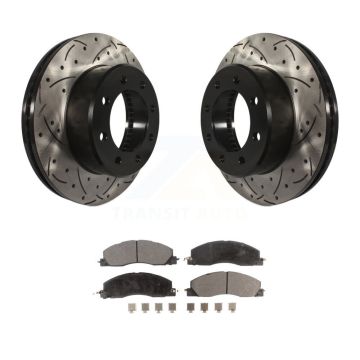 Front Coated Drilled Slot Disc Brake Rotor & Ceramic Pad Kit For Ram 3500 2500 1500 Dodge KDT-100051