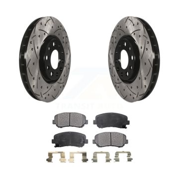 Front Coated Drilled Slotted Disc Brake Rotor Ceramic Pad Kit For Chrysler 200 Dodge Dart KDT-100055