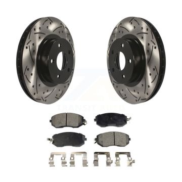 Front Coat Drill Slot Disc Brake Rotors Ceramic Pad Kit For Subaru Impreza Scion FR-S BRZ KDT-100058