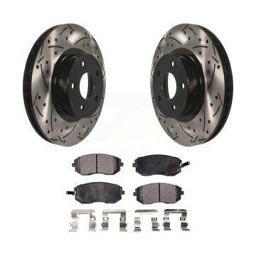 Front Drilled Slot Disc Brake Rotor & Ceramic Pad Kit For Subaru Impreza Legacy Saab 9-2X KDT-100060