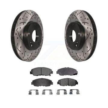 Front Coated Drilled Slotted Disc Brake Rotor And Ceramic Pad Kit For 2011 Honda Civic GX KDT-100062