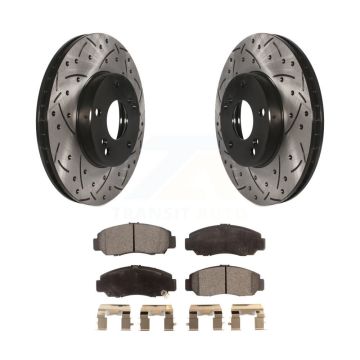 Front Coated Drill Slot Disc Brake Rotor Ceramic Pad Kit For Honda Civic Accord Acura CSX KDT-100066