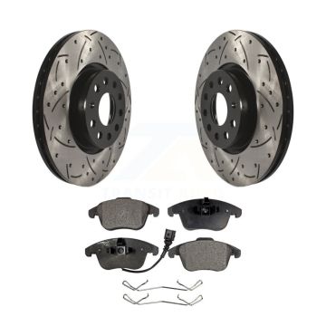 Front Drill Slot Brake Rotor Ceramic Pad Kit For Volkswagen Tiguan Passat Audi Q3 Quattro KDT-100081