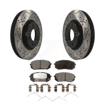Front Coated Drilled Slotted Disc Brake Rotors And Ceramic Pads Kit For Hyundai Sonata KDT-100093