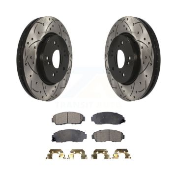 Front Drilled Slot Brake Rotors Ceramic Pad Kit For Honda CR-V Acura RDX Accord Crosstour KDT-100102