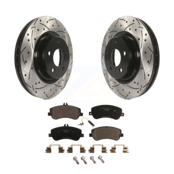 Front Coated Drill Slot Disc Brake Rotors Ceramic Pad Kit For Mercedes-Benz GLK350 GLK250 KDT-100104