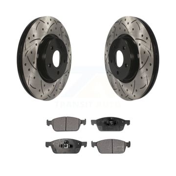 Front Drill Slot Brake Rotors Ceramic Pad Kit For Ford Escape Transit Connect Lincoln MKC KDT-100107